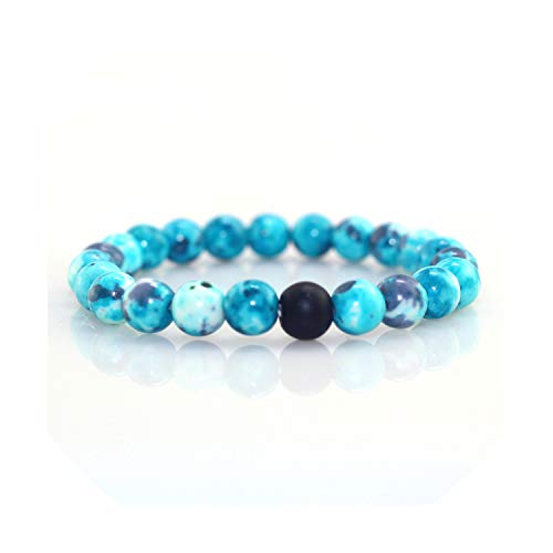 Los Granos Azules Retro Esmerilado Cuentas combinación con Cuentas Pulsera De Hombres y Mujeres Pareja Pulsera Pulsera de Piedra Natural de la Yoga para Las Mujeres, 5