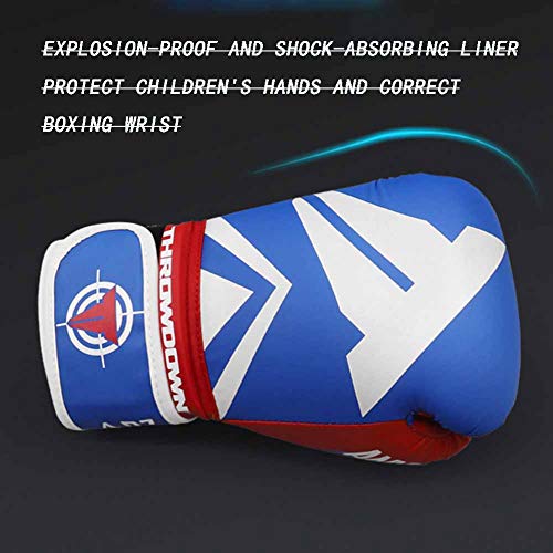 Los Guantes De Boxeo De Los Niños, Utilizando Material De La PU De La Estructura Ergonómica De Guantes, Guantes De La Lucha Profesional De Entrenamiento De Boxeo Sanda (Azul),4oz