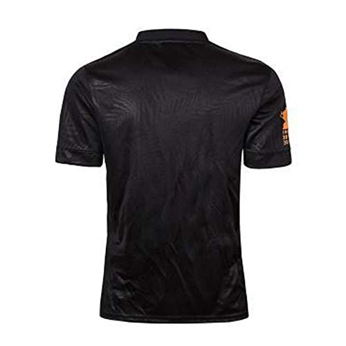 Los Hombres De Manga Corta Camiseta De Rugby Nueva Zelanda All Blacks Jersey Adecuado para Caminar, Vacaciones, Reuniones De Clubes, El Deporte,Negro,S