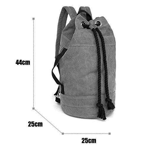 LOSMILE Lona Bolsos Mochila Hombre Mujer Bolsos Bandolera Bolsas de Cuerdas Bolsas de Viaje Bolsas de Gimnasia Mochilas Tipo Casual Mochilas para Deportes y Aire Libre.(L-Gris)