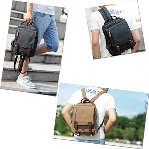 LOSMILE Mochila Hombres Mujer Lona Bolso de Bandolera La Bolsa de Mensajero Bolsa de Lona Bolsa de Hombro Messenger Bag Backpack. (Gris)