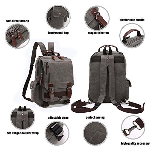 LOSMILE Mochila Hombres Mujer Lona Bolso de Bandolera La Bolsa de Mensajero Bolsa de Lona Bolsa de Hombro Messenger Bag Backpack. (Gris) LOSMILE Mochila Hombres Mujer Lona Bolso de Bandolera La Bolsa de Mensajero Bolsa de Lona Bolsa de Hombro Messenger Bag Backpack. (Gris)
