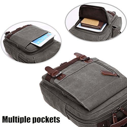LOSMILE Mochila Hombres Mujer Lona Bolso de Bandolera La Bolsa de Mensajero Bolsa de Lona Bolsa de Hombro Messenger Bag Backpack. (Gris) LOSMILE Mochila Hombres Mujer Lona Bolso de Bandolera La Bolsa de Mensajero Bolsa de Lona Bolsa de Hombro Messenger Bag Backpack. (Gris)
