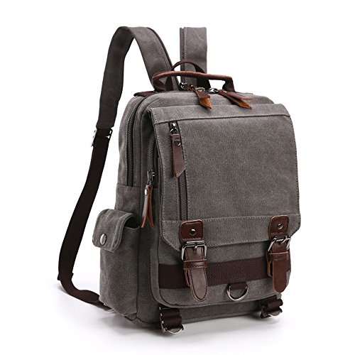 LOSMILE Mochila Hombres Mujer Lona Bolso de Bandolera La Bolsa de Mensajero Bolsa de Lona Bolsa de Hombro Messenger Bag Backpack. (Gris) LOSMILE Mochila Hombres Mujer Lona Bolso de Bandolera La Bolsa de Mensajero Bolsa de Lona Bolsa de Hombro Messenger Bag Backpack. (Gris)