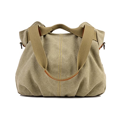 LOSMILE mujer lona Bolso de mano Bolso de bandolera Bolsa de hombro Bolsa de cuerpo cruzada Bolso de mano Bolsa de ocio (Caqui) LOSMILE mujer lona Bolso de mano Bolso de bandolera Bolsa de hombro Bolsa de cuerpo cruzada Bolso de mano Bolsa de ocio (Caqui)