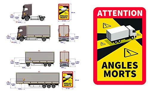 Lote Pegatinas Camión · Atención Ángulo muerto - Especial para vehículo cuyo peso total autorizado supera 3,5 toneladas, tamaño 17 x 25 cm - Normativa Francia señalización camiones 2021 (24)