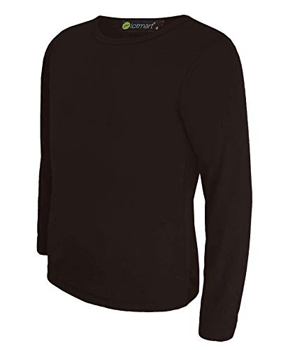 LOTMART - Camiseta básica entallada de cuello redondo y manga larga para niños. Negro marrón oscuro 3-4 Años LOTMART - Camiseta básica entallada de cuello redondo y manga larga para niños. Negro marrón oscuro 3-4 Años