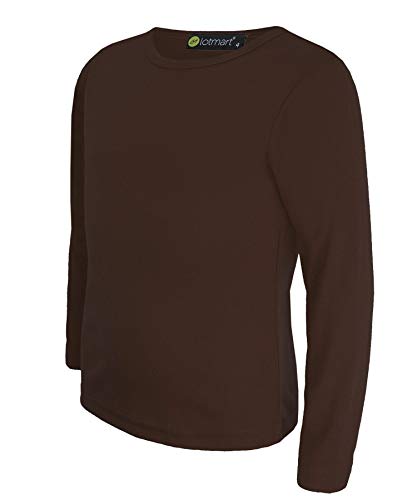 LOTMART Llanura de Niños Básico Camiseta de Manga Larga Niña Niño Camiseta Redondo Uniforme Camiseta - Marrón Oscuro, 9-10 Años LOTMART Llanura de Niños Básico Camiseta de Manga Larga Niña Niño Camiseta Redondo Uniforme Camiseta - Marrón Oscuro, 9-10 Años