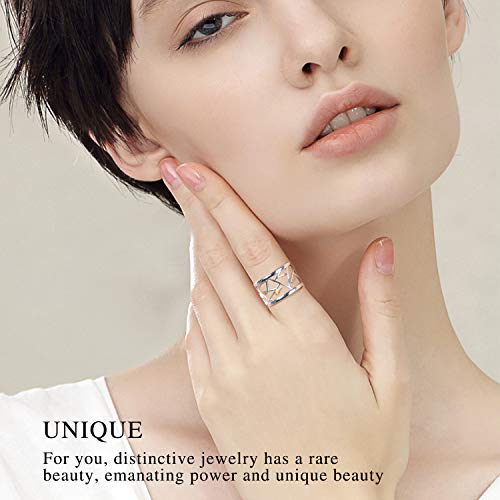 Lotus Fun - Anillo de plata de ley 925, diseño oriental de corte de papel, abierto, hecho a mano; regalo exclusivo para mujeres y niñas Lotus Fun - Anillo de plata de ley 925, diseño oriental de corte de papel, abierto, hecho a mano; regalo exclusivo para mujeres y niñas