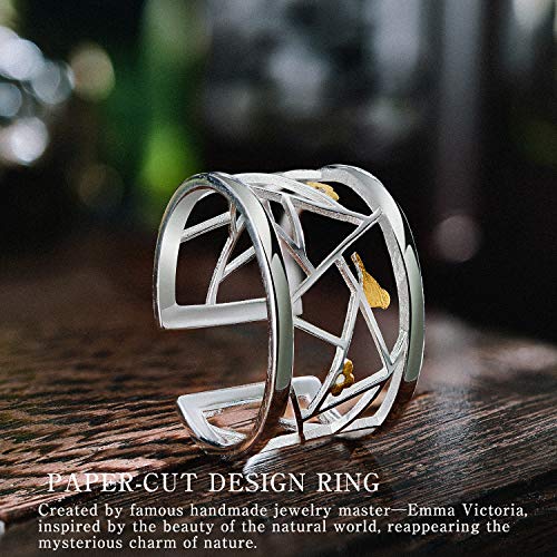 Lotus Fun - Anillo de plata de ley 925, diseño oriental de corte de papel, abierto, hecho a mano; regalo exclusivo para mujeres y niñas Lotus Fun - Anillo de plata de ley 925, diseño oriental de corte de papel, abierto, hecho a mano; regalo exclusivo para mujeres y niñas