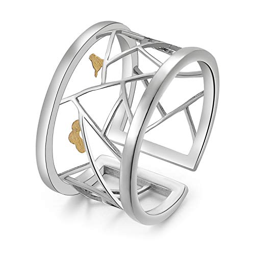 Lotus Fun - Anillo de plata de ley 925, diseño oriental de corte de papel, abierto, hecho a mano; regalo exclusivo para mujeres y niñas Lotus Fun - Anillo de plata de ley 925, diseño oriental de corte de papel, abierto, hecho a mano; regalo exclusivo para mujeres y niñas
