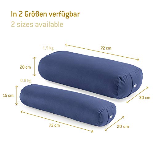 Lotuscrafts Bolster Yoga Rectangular para Yin Yoga - Relleno de Kapok - Cubierta en Algodon Lavable - Cojin Yoga Restaurativo - Bolster Yoga Kapok - Bolster Yoga Algodon