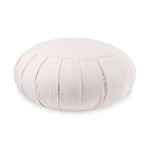 Lotuscrafts Cojin Zafu Meditación Yoga Zen - Altura 15 cm - Relleno de Espelta - Cubierta en Algodon - Cojin Yoga Zafu - Cojin Suelo Redondo - Meditation Cushion - Certificado Gots