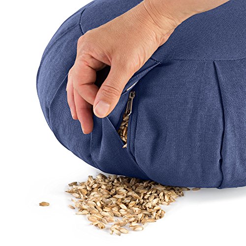 Lotuscrafts Cojin Zafu Meditación Yoga Zen - Altura 15 cm - Relleno de Espelta - Cubierta en Algodon - Cojin Yoga Zafu - Cojin Suelo Redondo - Meditation Cushion - Certificado Gots