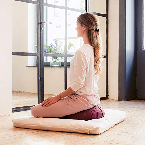 Lotuscrafts Cojin Zafu Meditación Yoga Zen - Altura 15 cm - Relleno de Espelta - Cubierta en Algodon - Cojin Yoga Zafu - Cojin Suelo Redondo - Meditation Cushion - Certificado Gots