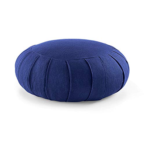 Lotuscrafts Cojin Zafu Meditación Yoga Zen - Altura 15 cm - Relleno de Espelta - Cubierta en Algodon - Cojin Yoga Zafu - Cojin Suelo Redondo - Meditation Cushion - Certificado Gots