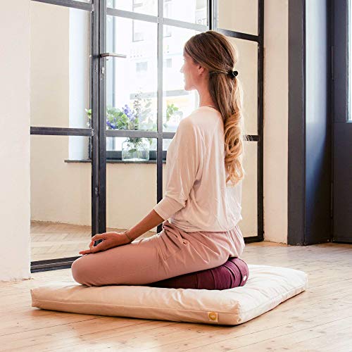 Lotuscrafts Cojin Zafu Meditación Yoga Zen - Altura 15 cm - Relleno de Espelta - Cubierta en Algodon Lavable- Cojin Yoga Zafu - Cojin Suelo Redondo - Meditation Cushion - Certificado Gots