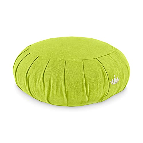 Lotuscrafts Cojin Zafu Meditación Yoga Zen - Altura 15 cm - Relleno de Espelta - Cubierta en Algodon Lavable- Cojin Yoga Zafu - Cojin Suelo Redondo - Meditation Cushion - Certificado Gots