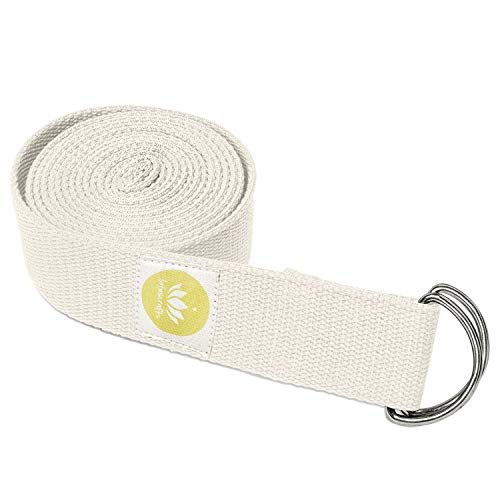 Lotuscrafts Yoga Cinturon Algodon - 100% Algodon (Cultivo Biológico) - Correa Yoga Algodon para Mejores Estiramientos - Cinturón de Yoga con Cierre de Metal - Yoga Strap Belt [250 x 3,8 cm]