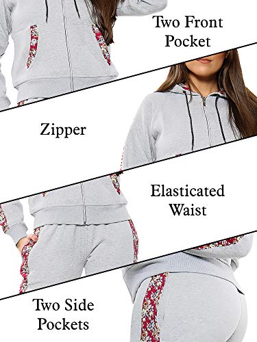 Love My Fashions® Mujer Chandal Lana Floral Panel Lateral Trotar Conjunto de Traje - Señoras Casual Acanalada Dobladillo Puños Desgastar - Sudadera con Cremallera Fondos para Gimnasio y Ciclismo Love My Fashions® Mujer Chandal Lana Floral Panel Lateral Trotar Conjunto de Traje - Señoras Casual Acanalada Dobladillo Puños Desgastar - Sudadera con Cremallera Fondos para Gimnasio y Ciclismo