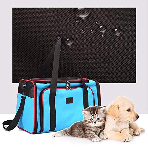 Love pet Tejido Ligero para Mascotas, Mochila, Caja de Transporte Plegable para Perros y Gatos, Jaula multifunción (Color : Azul, Tamaño : S-44 * 26 * 26cm)