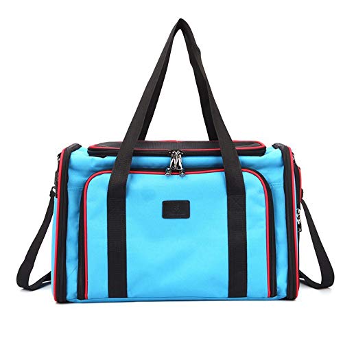 Love pet Tejido Ligero para Mascotas, Mochila, Caja de Transporte Plegable para Perros y Gatos, Jaula multifunción (Color : Azul, Tamaño : S-44 * 26 * 26cm)