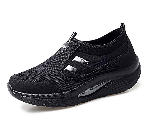 lovejin Mujer Zapatillas Deportivas de Correr Plataforma Cuña Zapatos Moda Fitness Adelgazar Planos Sneakers