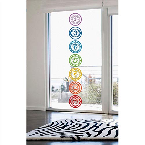 Lovemq 20 * 20 Cm 7 Unids/Set Chakras Vinilo Pegatinas De Pared Mandala Yoga Om Meditación Símbolo Tatuajes De Pared Decoración Del Hogar Decoración