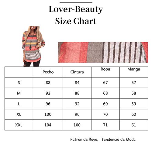Lover-Beauty Mujeres Verano Casual Cuello V Camiseta Rayas Tops Plus Size