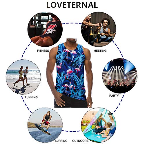 Loveternal 3D Chaleco Hombre Flamenco Tank Top Estampado Casual Camisetas sin Mangas Divertida T-Shirt XXL