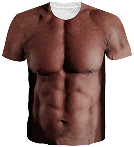 Loveternal Músculo Abdominal Camisetas Manga Corta 3D Imprimir T-Shirt Casual Graphic Verano tee Shirt L