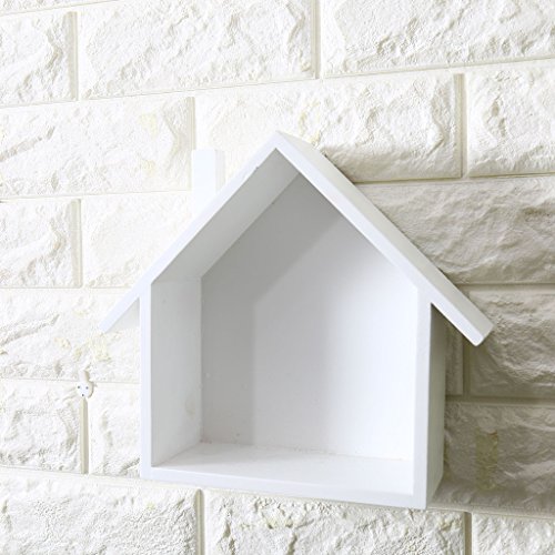 LOVIVER Estante de Pared Flotante de Madera Forma de Casita Cajas de Almacenamiento Organizador de Llaves Joyas Decoración Hogar - Blanco LOVIVER Estante de Pared Flotante de Madera Forma de Casita Cajas de Almacenamiento Organizador de Llaves Joyas Decoración Hogar - Blanco