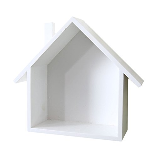 LOVIVER Estante de Pared Flotante de Madera Forma de Casita Cajas de Almacenamiento Organizador de Llaves Joyas Decoración Hogar - Blanco LOVIVER Estante de Pared Flotante de Madera Forma de Casita Cajas de Almacenamiento Organizador de Llaves Joyas Decoración Hogar - Blanco