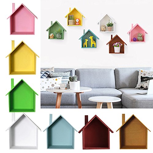 LOVIVER Estante de Pared Flotante de Madera Forma de Casita Cajas de Almacenamiento Organizador de Llaves Joyas Decoración Hogar - Blanco LOVIVER Estante de Pared Flotante de Madera Forma de Casita Cajas de Almacenamiento Organizador de Llaves Joyas Decoración Hogar - Blanco