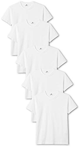 Lower East Camiseta Manga Corta Hombre, Pack de 5, Blanco, L