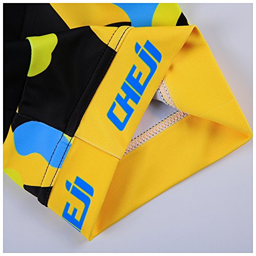 LPATTERN Maillots de Ciclismo Jersey de Manga Corta + Culotte Pantalones para Niños Traje Conjunto de Bicicleta para Deportes al Aire Libre, Amarillo/Negro, L /6-7 años