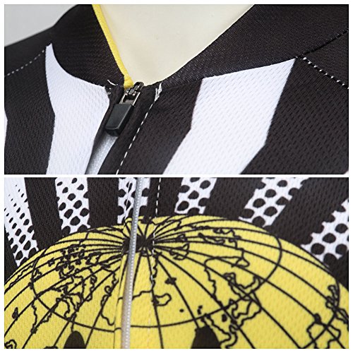 LPATTERN Ropa Conjunta de Ciclismo Bicicleta Maillot de Manga Corta + Pantalones Secado Rápido para Niños Niñas, Negro/Amarillo, 10-11 años/XL