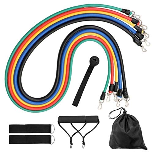 LPER 11PCS Juego de Bandas de Resistencia Anclaje de Puerta Correas de Tobillo Manijas Acolchadas Bolsas de Transporte para el hogar Fintess Ejercicio Entrenamiento Gimnasio Tube Band combinación B