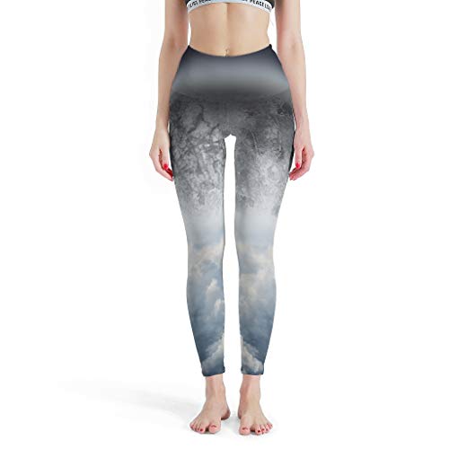 LPLoveYogaShop Leggings para mujer, diseño de luna, nubes, cielo, paisaje, gráficos, ajustados, polainas de yoga, polainas de danza para deporte blanco XL