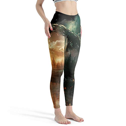 LPLoveYogaShop Leggings para mujer Fantasy Forest River Sunset Paisaje Gráfico Suave Elásticos Pantalones Delgados Cosplay para Ciclismo blanco XL