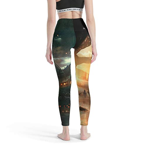 LPLoveYogaShop Leggings para mujer Fantasy Forest River Sunset Paisaje Gráfico Suave Elásticos Pantalones Delgados Cosplay para Ciclismo blanco XL