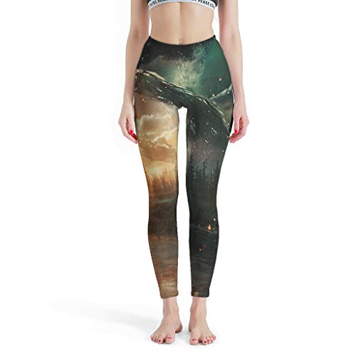 LPLoveYogaShop Leggings para mujer Fantasy Forest River Sunset Paisaje Gráfico Suave Elásticos Pantalones Delgados Cosplay para Ciclismo blanco XL