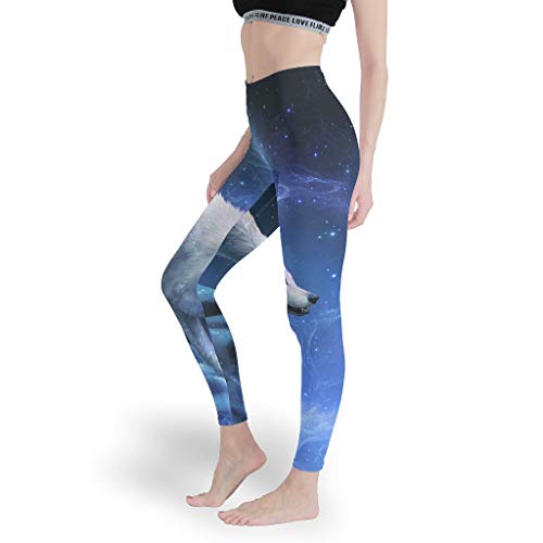 LPLoveYogaShop - Leggings para niña, diseño de Lobo mágico, atrapasueños, Luna, Animales, fantasía, Control de Vientre, Pantalones de Yoga, Pantalones para el Tiempo Libre, para el Colegio Blanco XL