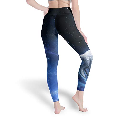 LPLoveYogaShop - Leggings para niña, diseño de Lobo mágico, atrapasueños, Luna, Animales, fantasía, Control de Vientre, Pantalones de Yoga, Pantalones para el Tiempo Libre, para el Colegio Blanco XL