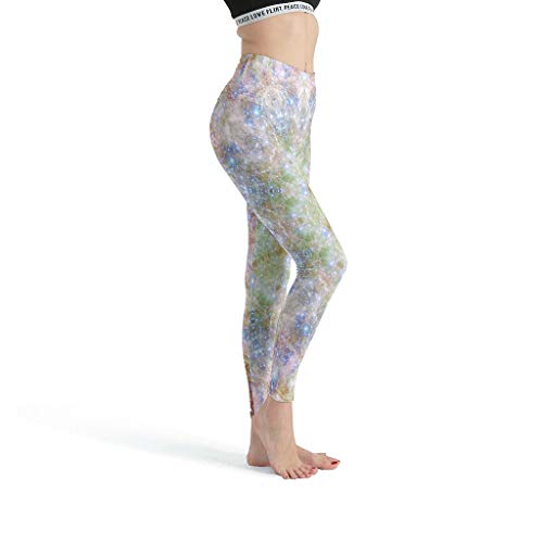 LPLoveYogaShop Leggings psicodélicos para niñas, con espacio de niebla, para yoga, ejercicios semanales para mujeres blanco L