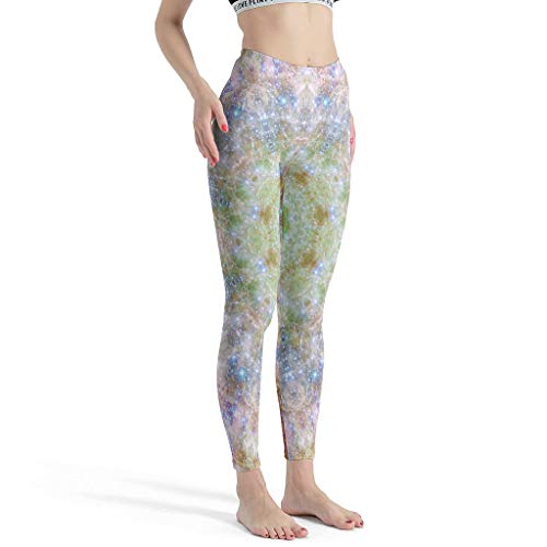 LPLoveYogaShop Leggings psicodélicos para niñas, con espacio de niebla, para yoga, ejercicios semanales para mujeres blanco L