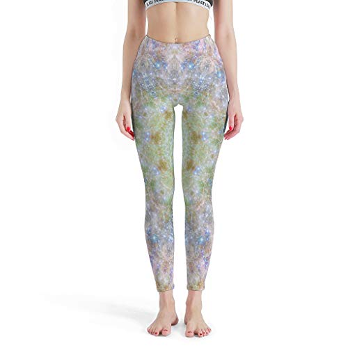 LPLoveYogaShop Leggings psicodélicos para niñas, con espacio de niebla, para yoga, ejercicios semanales para mujeres blanco L