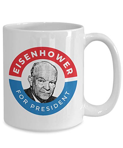 Lplpol Taza de café Dwight Eisenhower Taza de café I Like IKE Vintage Republican Campaña Política Regalo para hombres y mujeres, él o ella, mamá, papá, hermano, hermana 12 oz