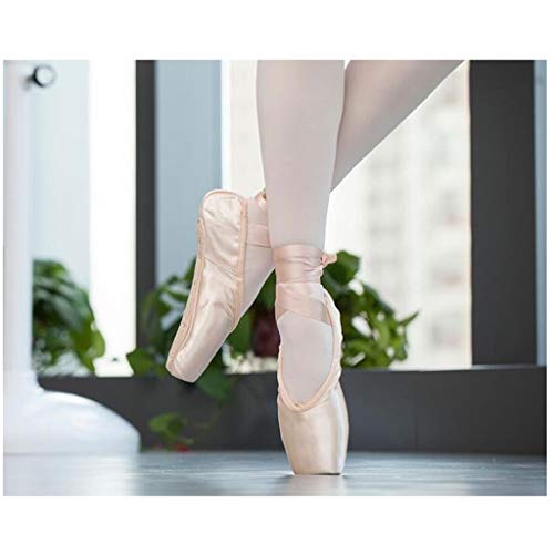 LPZ Zapatillas de Ballet Pointe Profesionales Pisos para Zapatillas de Baile con Almohadillas y Cintas en los pies Suela de Cuero Genuino para Mujeres de niña (Color : Rojo, Tamaño : 35)