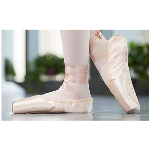 LPZ Zapatillas de Ballet Pointe Profesionales Pisos para Zapatillas de Baile con Almohadillas y Cintas en los pies Suela de Cuero Genuino para Mujeres de niña (Color : Rojo, Tamaño : 35)
